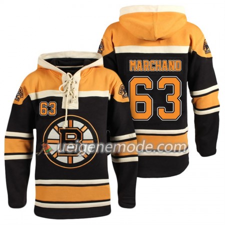 Herren Eishockey Boston Bruins Brad Marchand 63 Schwarz Sawyer Hooded Sweatshirt